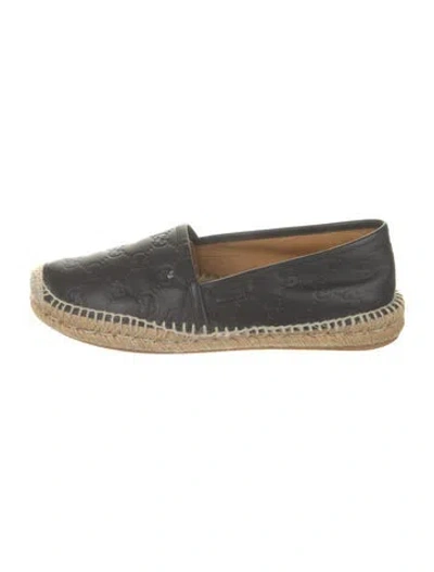 Pre-owned Gucci Gg Signature Leather Espadrilles In Black
