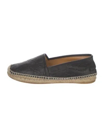 Pre-owned Gucci Gg Signature Leather Espadrilles In Black
