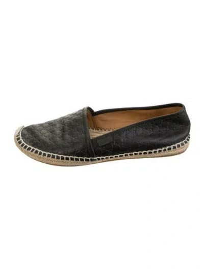 Pre-owned Gucci Gg Signature Leather Espadrilles In Black
