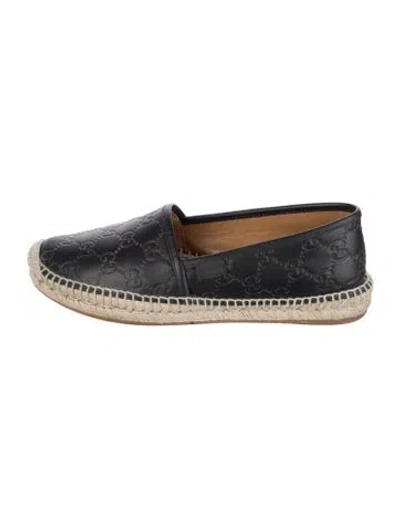 Pre-owned Gucci Gg Signature Leather Espadrilles In Black