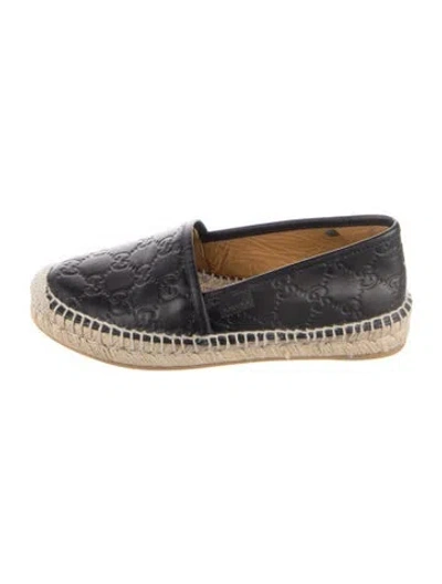 Pre-owned Gucci Gg Signature Leather Espadrilles In Blue