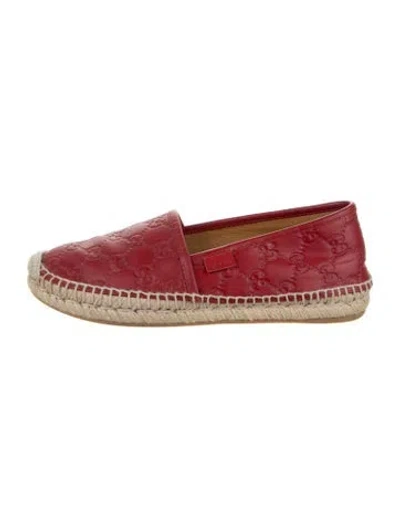 Pre-owned Gucci Gg Signature Leather Espadrilles In Red