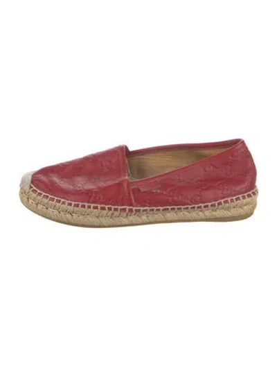 Pre-owned Gucci Gg Signature Leather Espadrilles In Red
