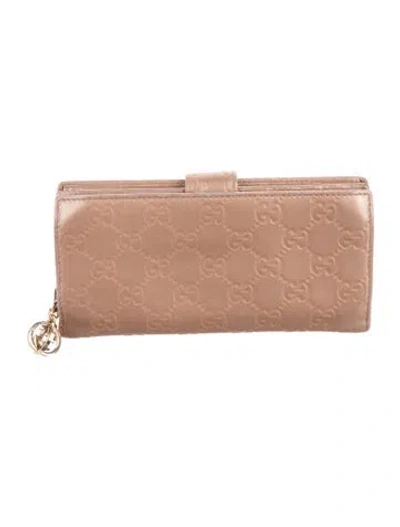 Pre-owned Gucci Gg Signature Leather French Purse In Gray