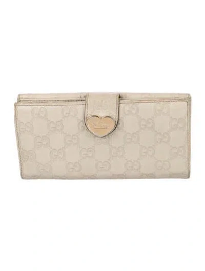Pre-owned Gucci Gg Signature Leather French Purse In Neutral
