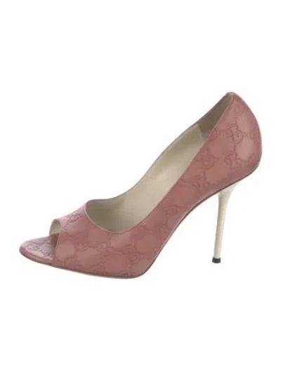 Pre-owned Gucci Gg Signature Leather Sandals In Pink