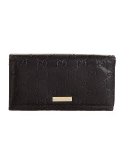 Pre-owned Gucci Gg Signature Leather Wallet In Black