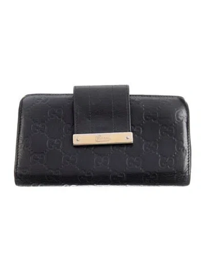 Pre-owned Gucci Gg Signature Leather Wallet In Black