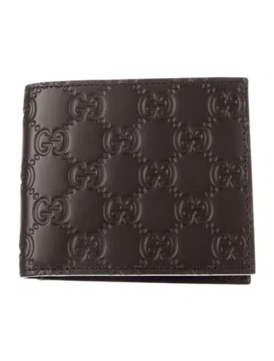 Pre-owned Gucci Gg Signature Leather Wallet In Brown