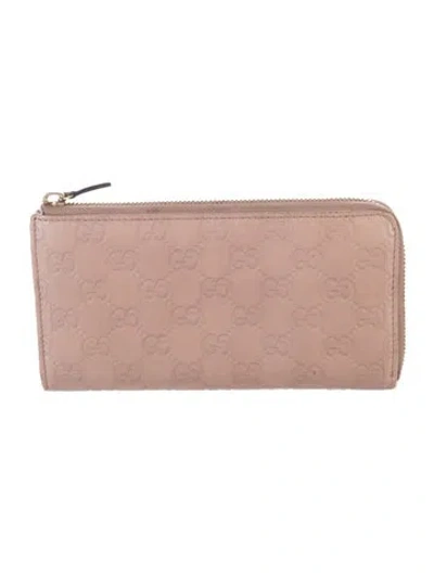 Pre-owned Gucci Gg Signature Leather Wallet In Pink