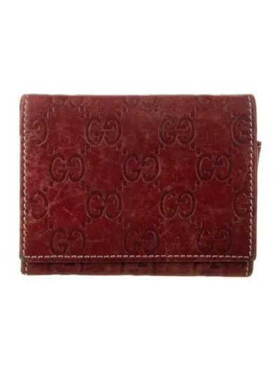 Pre-owned Gucci Gg Signature Leather Wallet In Red