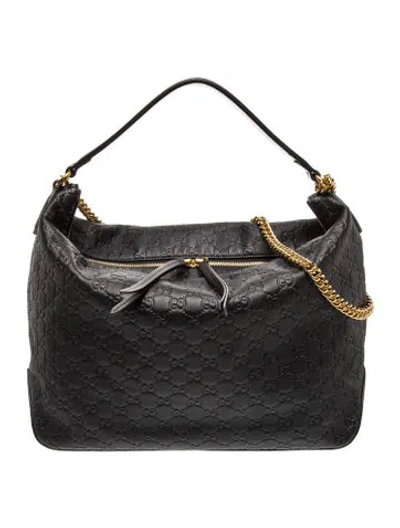 Pre-owned Gucci Gg Signature Linea Totem Large In Black