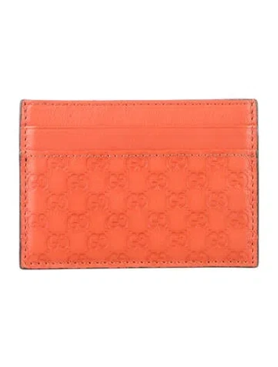 Pre-owned Gucci Gg Signature Money Clip Leather Card Holder In Orange