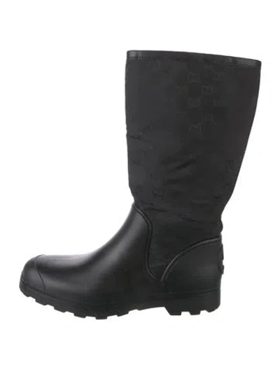 Pre-owned Gucci Gg Signature Nylon Boots In Black