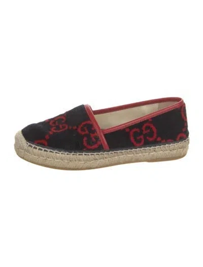 Pre-owned Gucci Gg Signature Patterned Espadrilles In Black