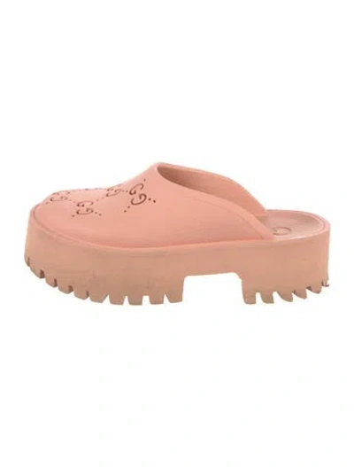 Pre-owned Gucci Gg Signature Rubber Mules In Pink