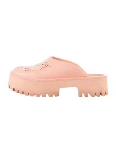 Pre-owned Gucci Gg Signature Rubber Mules In Pink