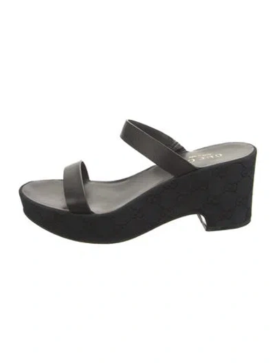 Pre-owned Gucci Gg Signature Slides In Black