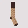 Gucci Gg-jacquard Cotton-blend Socks In Beige Dark Brown