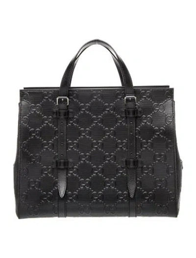 Pre-owned Gucci Gg Signature Tote In Black