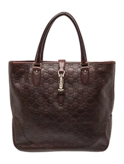 Pre-owned Gucci Gg Signature Tote In Brown