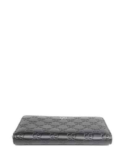 Pre-owned Gucci Gg Signature Wallet In Black