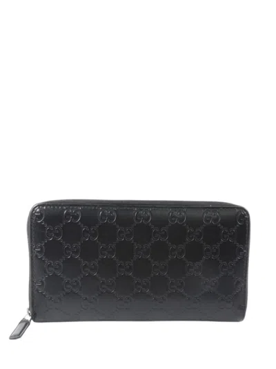 Pre-owned Gucci Gg Signature Wallet In Black