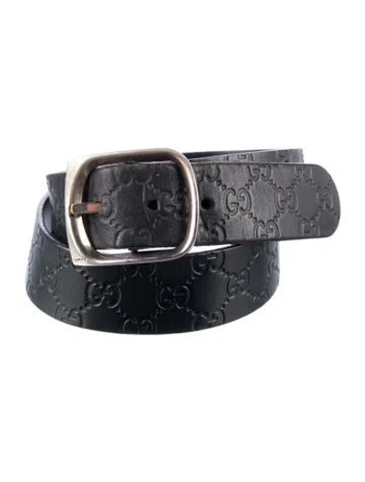 Pre-owned Gucci Gg Signature Wide Belt In Black