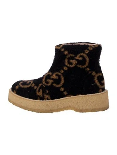 Pre-owned Gucci Gg Signature Wool Boots In Black