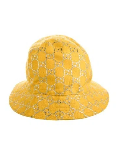 Pre-owned Gucci Gg Signature Wool Bucket Hat In Yellow