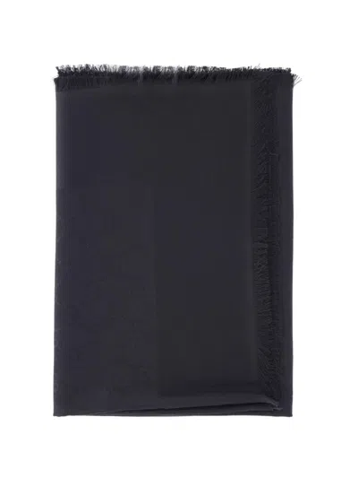 Gucci Gg Silk And Cotton Shawl In Black