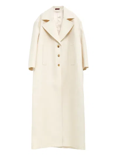Gucci White Wool Silk Coats In Neutral