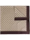 Gucci Monogram Silk Scarf Contrast Border In Brown