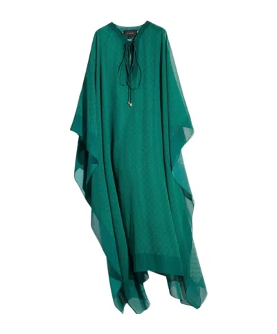 Gucci Gg Silk Georgette Cape Dress In Green