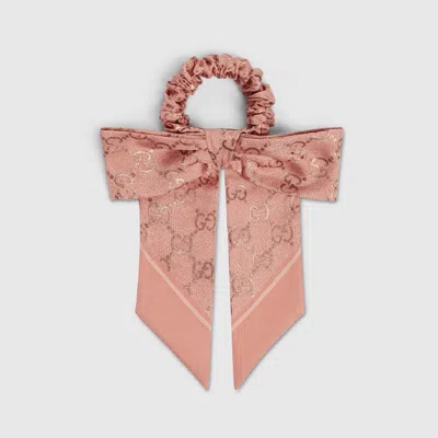 Gucci Gg Silk Jacquard Scrunchie In Pink