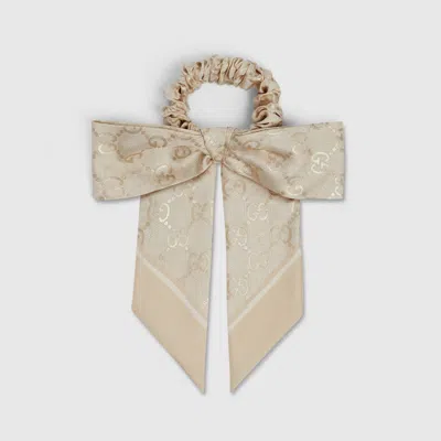 Gucci Gg Silk Jacquard Scrunchie In White/ivory