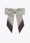 Gucci Gg Silk Jacquard Scrunchies In Gray