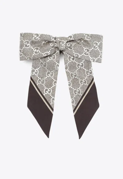 Gucci Gg Silk Jacquard Scrunchies In Gray