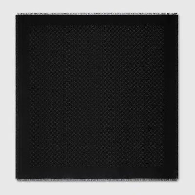 Gucci Gg Jacquard Silk Wool Shawl In Schwarz