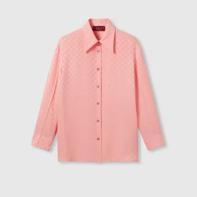Gucci Gg Silk Jacquard Shirt In Pink