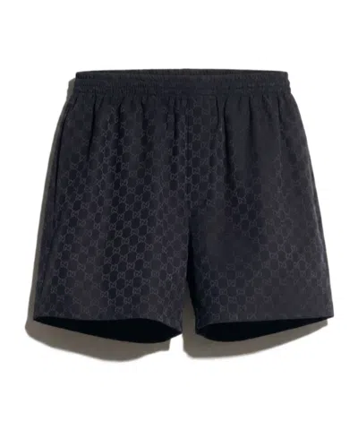Gucci Gg Silk Jacquard Shorts In Black