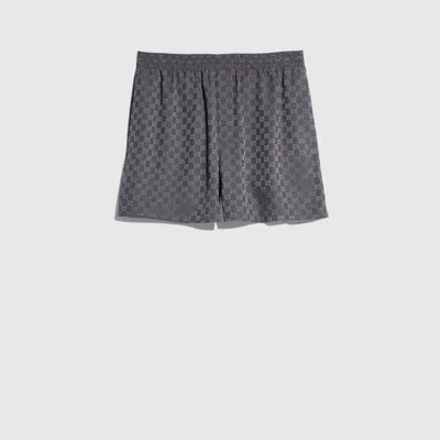 Gucci Gg Silk Jacquard Shorts In Gray