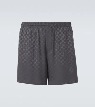 Gucci Gg Silk Jacquard Shorts In Gray