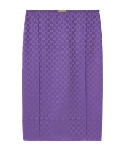 Gucci Gg Silk Jacquard Skirt In Purple