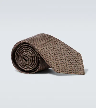 Gucci Gg Silk Jacquard Tie In Brown