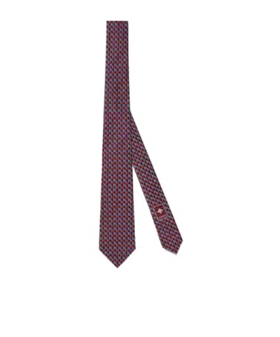 Gucci Gg Silk Jacquard Tie In Brown