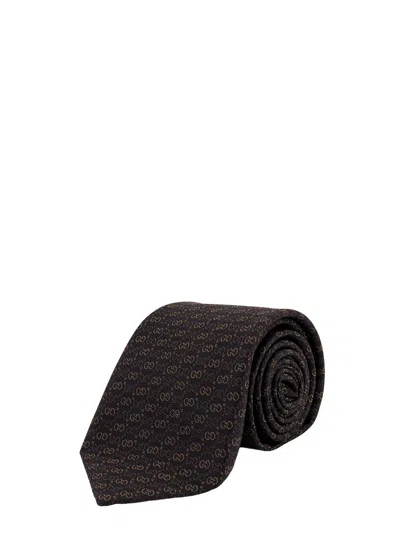 Gucci Gg Silk Jacquard Tie In Brown
