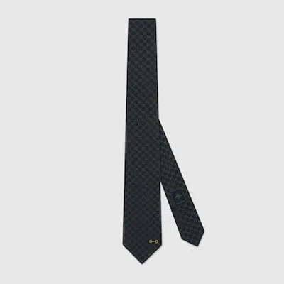 Gucci Gg Silk Jacquard Tie In Blau