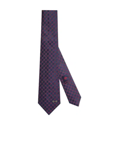 Gucci Gg Silk Jacquard Tie In Blue
