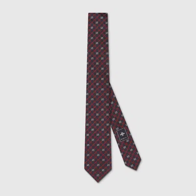 Gucci Gg Silk Jacquard Tie In Purple